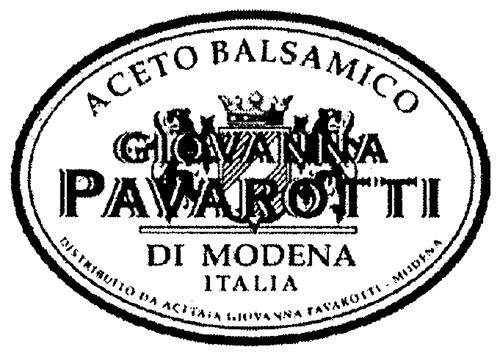 ACETO BALSAMICO GIOVANNA PAVAROTTI DI MODENA ITALIA & Design trademark