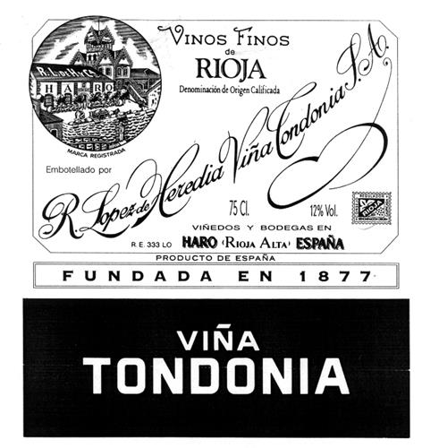 VIÑA TONDONIA Label & Design trademark