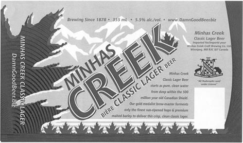 Minhas Creek Classic Lager & DESIGN trademark