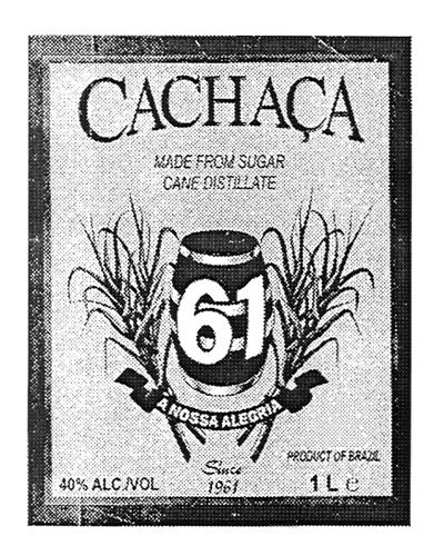 CACHACA 61 A NOSSA ALEGRIA & DESIGN trademark