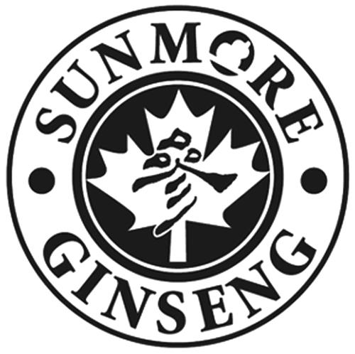 Sunmore Ginseng & design with maple leaf & Chinese character for ginseng trademark