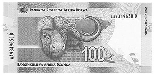 ONE HUNDRED RAND & Buffalo Head Design trademark