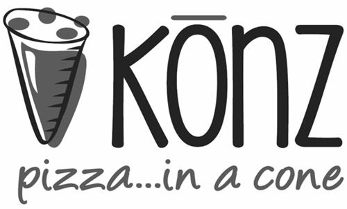 KONZ - PIZZA...IN A CONE LOGO WITH STYLIZED CONICAL PIZZA "SLICE" trademark