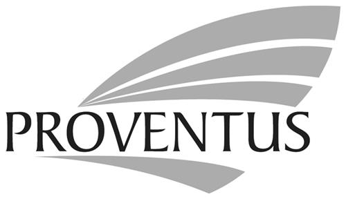 PROVENTUS LOGO WITH CURVED BANDS, 3 ABOVE AND 1 BELOW WORD trademark