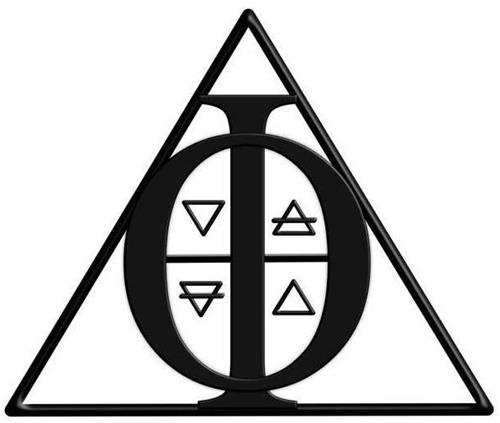 Design of a triangle with the Greek letter PHI inside trademark